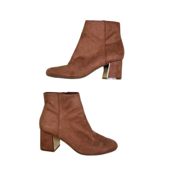 CALL IT SPRING Vegan Chunky Gold Heel Booties (Size 8) - Picture 2 of 4